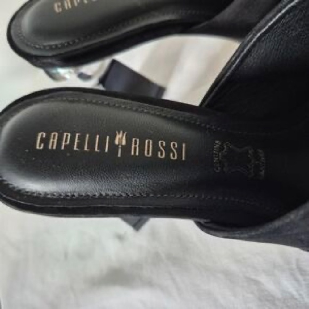 Black Sculptural Heel Mule - Women's Slip-On Shoe - Picture 6 of 7